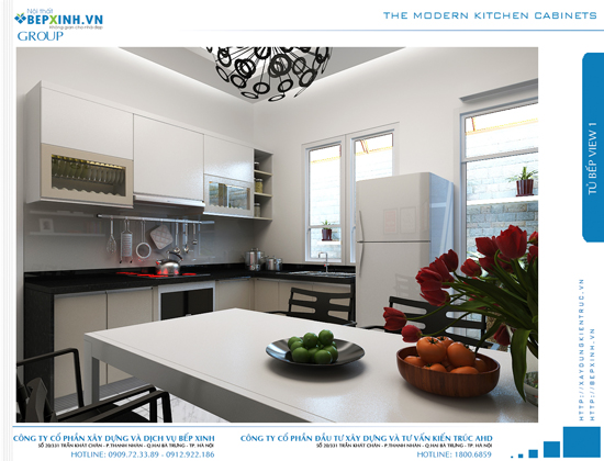 Mẫu tủ bếp đẹp gỗ công nghiệp cao cấp nhà anh Hoàng Anh