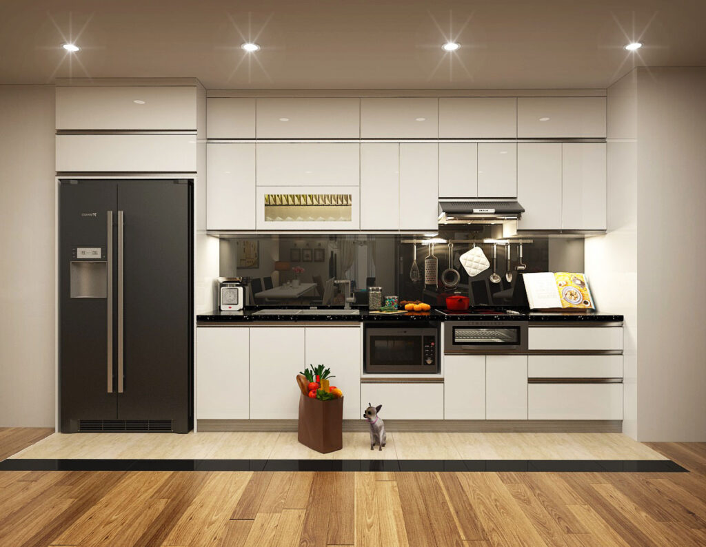 Mẫu tủ bếp gỗ công nghiệp nhà anh Dương – Lò Đúc