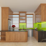 Thiết kế tủ bếp gỗ tự nhiên nhà chị Phương – Vân Canh