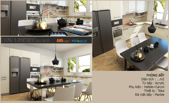 Tủ bếp gỗ công nghiệp cao cấp nhà anh Cường