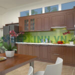 Tủ bếp gỗ tự nhiên nhà chị Nga – Gia Lâm