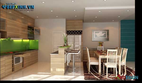 Nội thất phòng ăn – tủ bếp nhà anh Hiếu