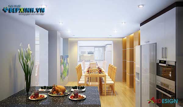 Nội thất phòng ăn – tủ bếp nhà chị Xuân