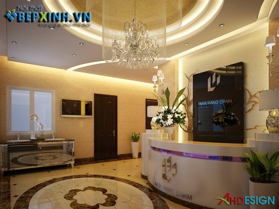 Nội thất sảnh nhà hàng Chậm – Quảng Ninh