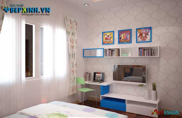 Thiết kế nội thất phòng ngủ con trai nhà anh Hòa