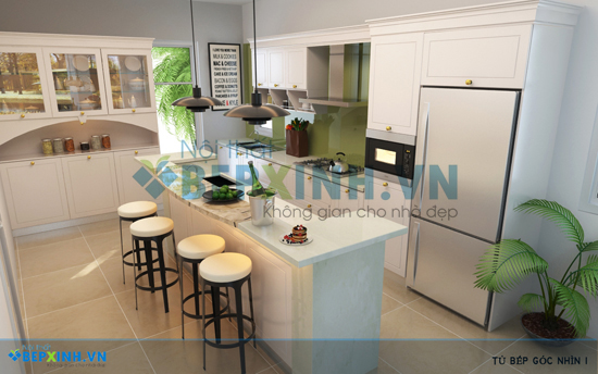 Thiết kế tủ bếp phong cách cổ điển nhà chị Châm