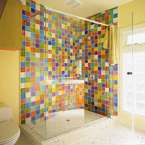 phòng tắm nhiều màu sắc